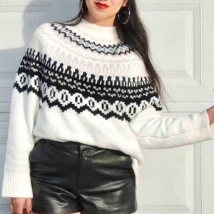 Fair Isle Sweater Universal Thread Knit Crewneck Cozy M Medium Zig Zag Neutrals